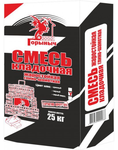 Смесь кладочная жаростойкая глино-шамотная Горыныч 25кг.